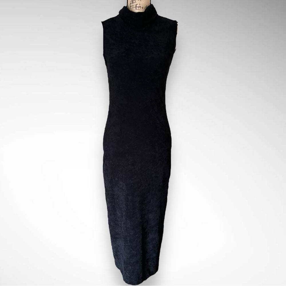 JAMES‎ PERSE Women's Black Stretch Velvet Sleeveless Midi Dress Size 2 | EUC - Picture 3 of 9